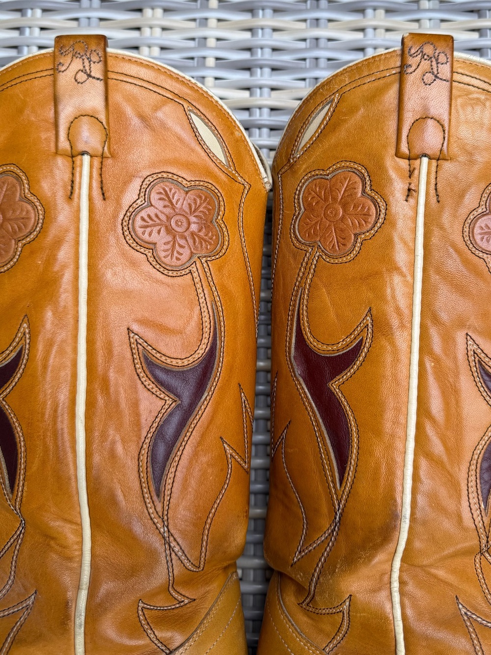 Vintage Ralph Lauren Cowboy Western Boots 7.5 8 Tooled 70s Rodeo Queen - Picture 4 of 16
